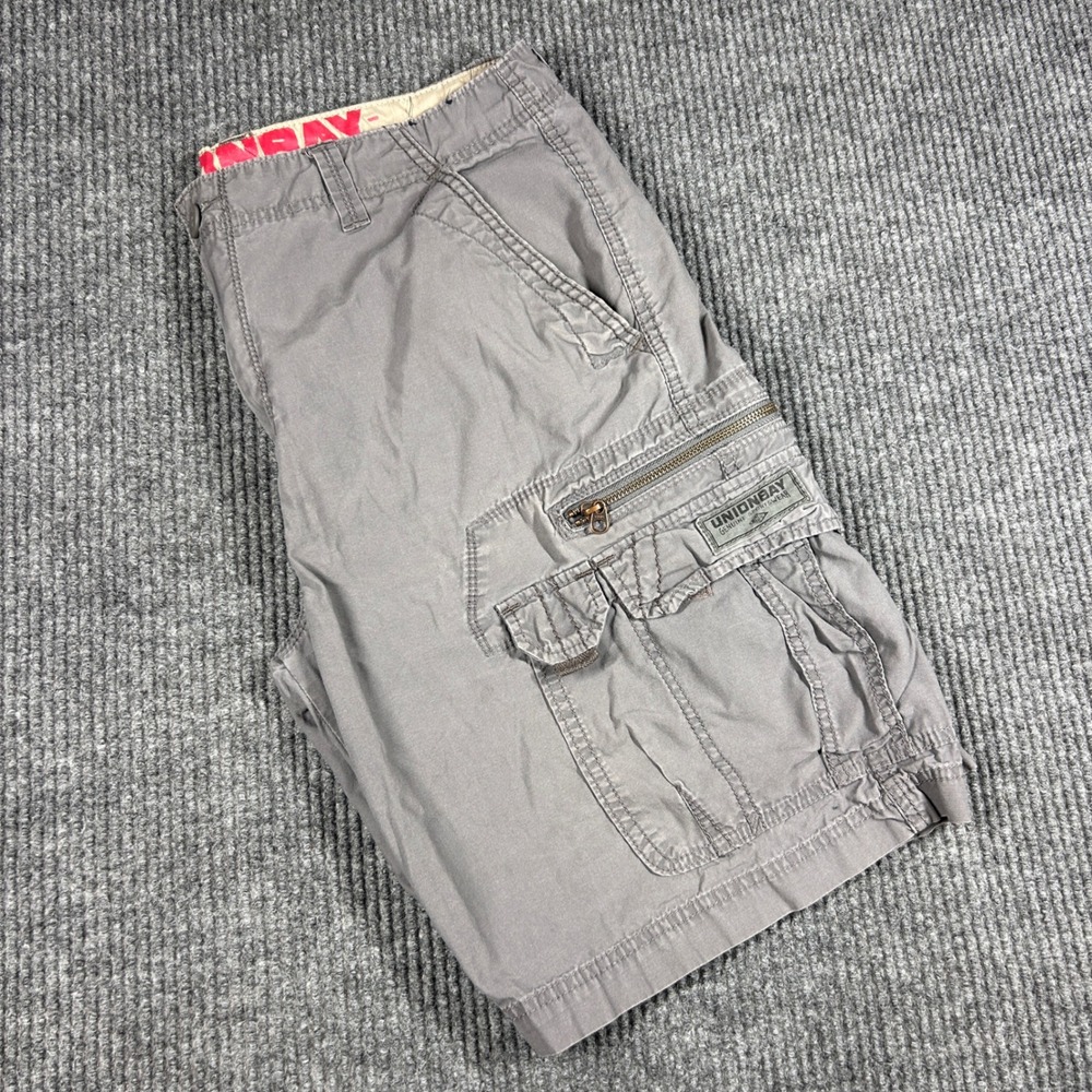 Vintage Unionbay Shorts Mens 36 Gray Cargo Outdoor Multi Pocket Utility